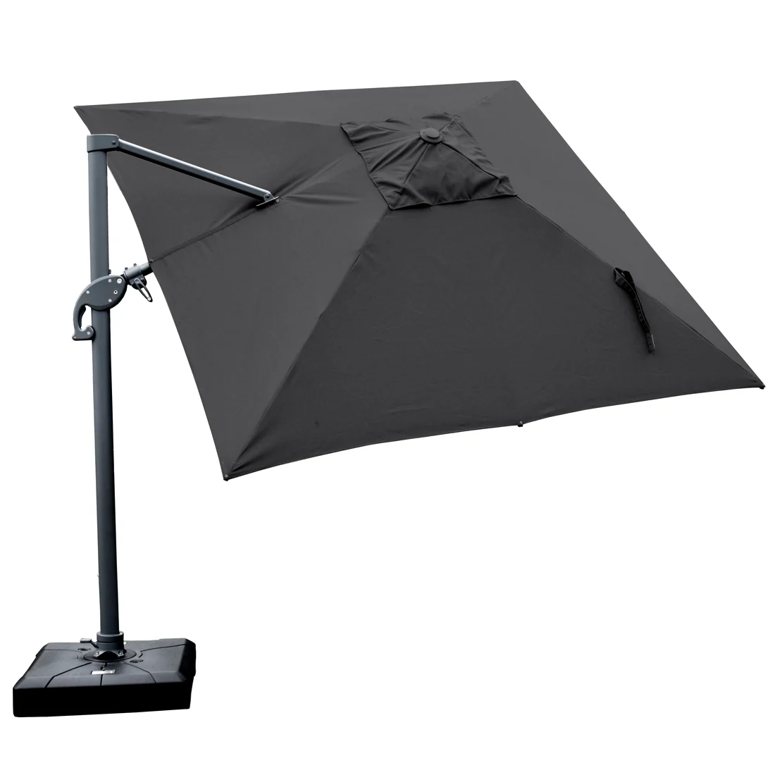 Amalfi 3x3m Cantilever Umbrella with Water Base - Dark Grey - Image 6