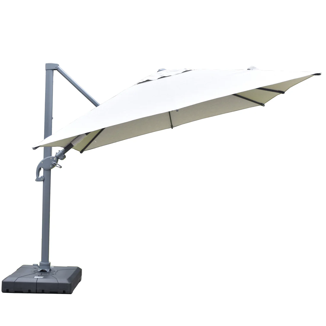 Amalfi 3x3m Cantilever Umbrella with Water Base - Light Grey - Image 3