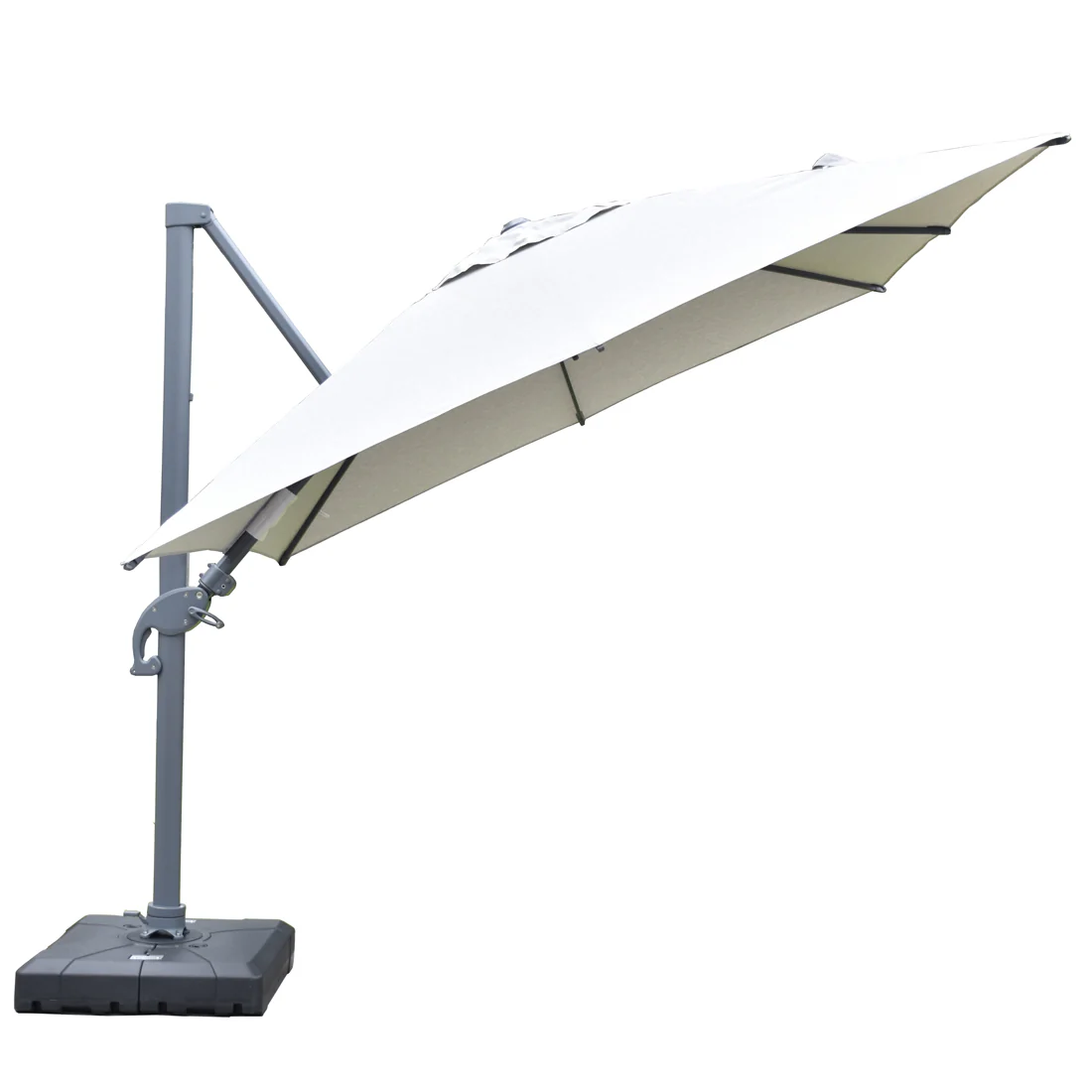 Amalfi 3x3m Cantilever Umbrella with Water Base - Light Grey - Image 4