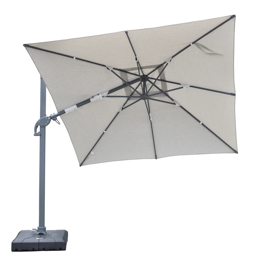 Amalfi 3x3m Cantilever Umbrella with Water Base - Light Grey - Image 5