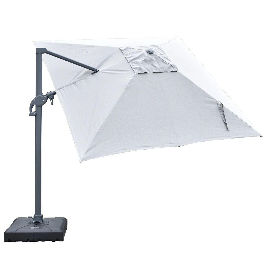 Amalfi 3x3m Cantilever Umbrella with Water Base - Light Grey - Image 6