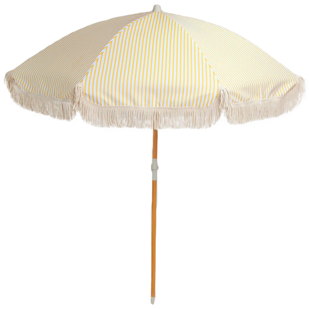 Banana Yellow and White Stripe Beach Umbrella