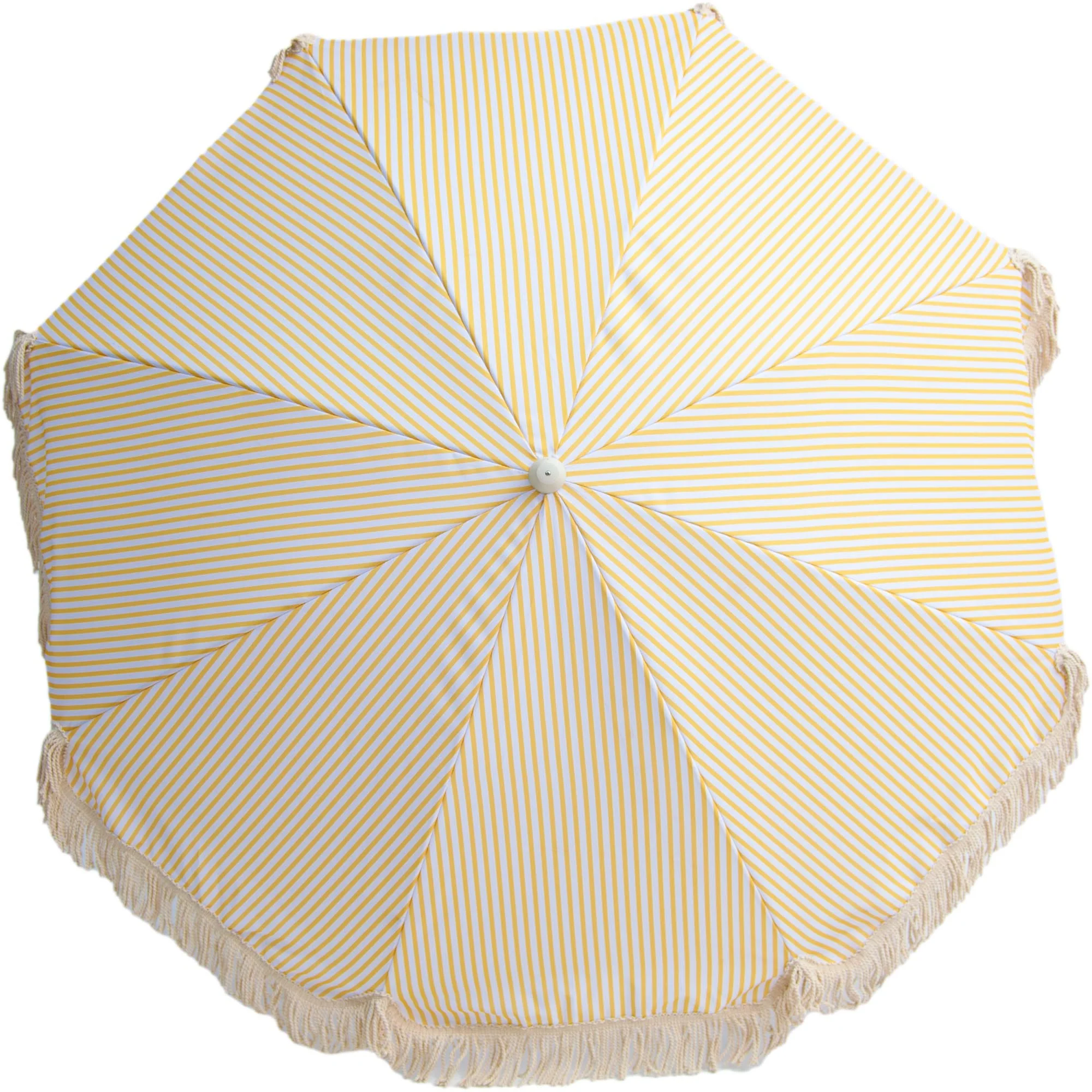 Banana Yellow and White Stripe Beach Umbrella - Image 2