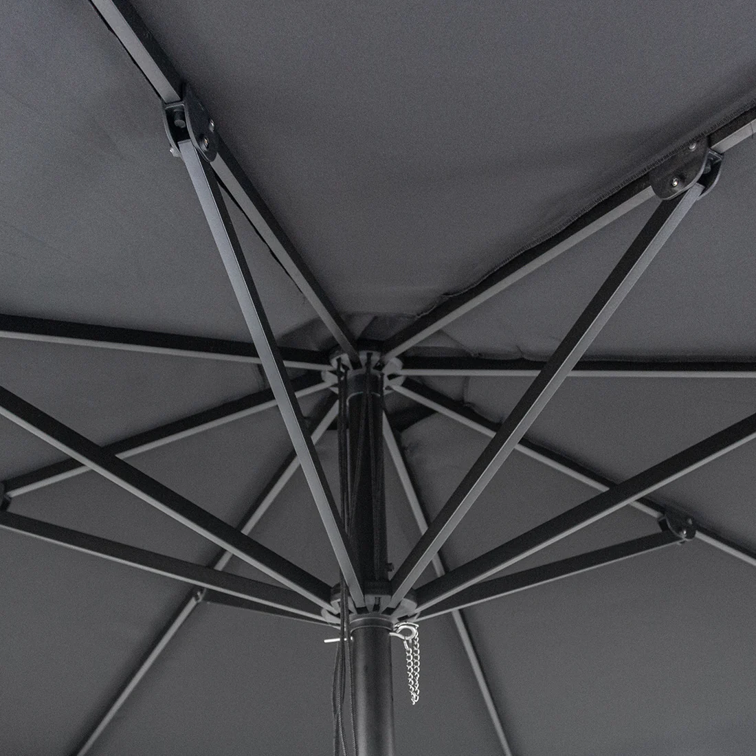 Billy Fresh 3m Midnight Aluminium Umbrella - Black with White Trim - Image 3
