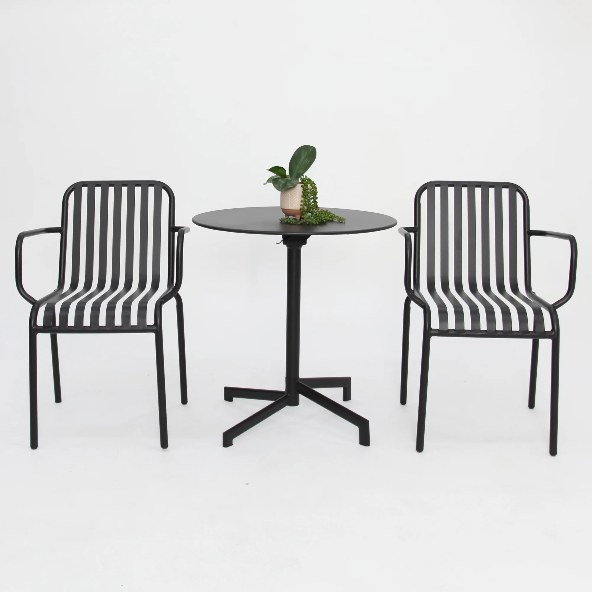 Bistro 3pc Cafe Dining Setting - Black - Image 3