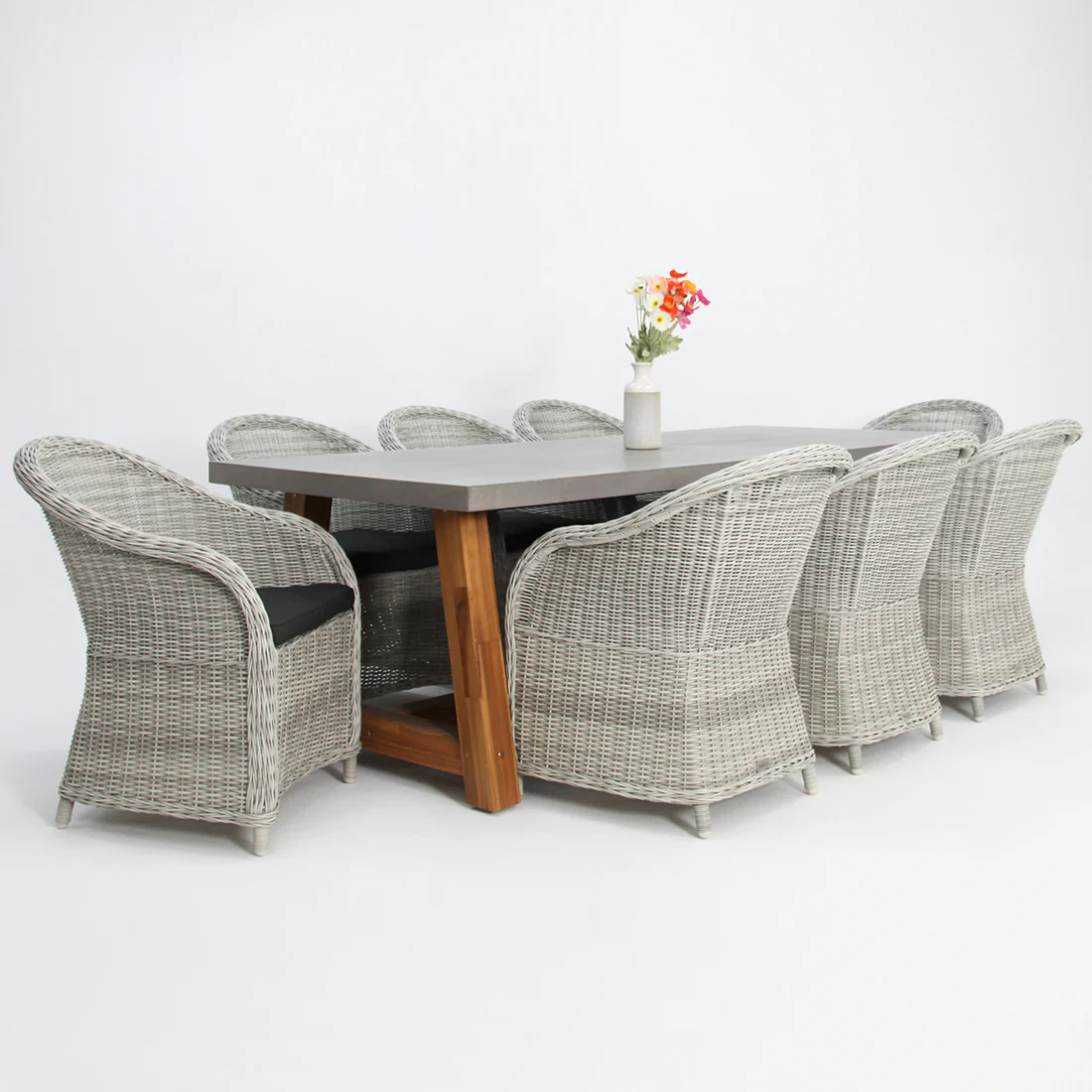 Charlotte Portland 9pc Dining Setting - Grey - Image 4