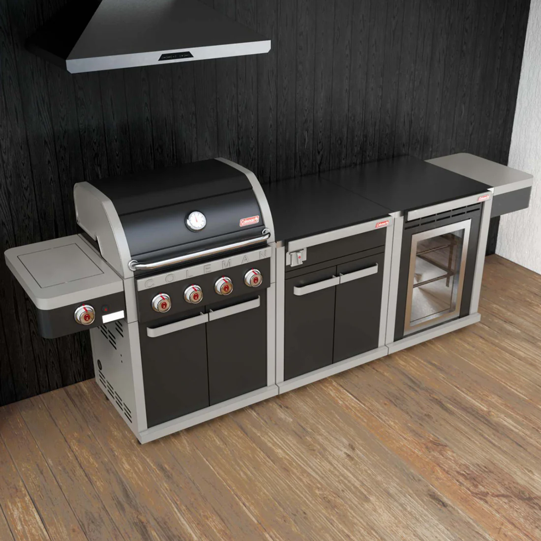 Coleman Revolution Dual Fuel with Bench and Fridge Module - Matte Black - Image 3