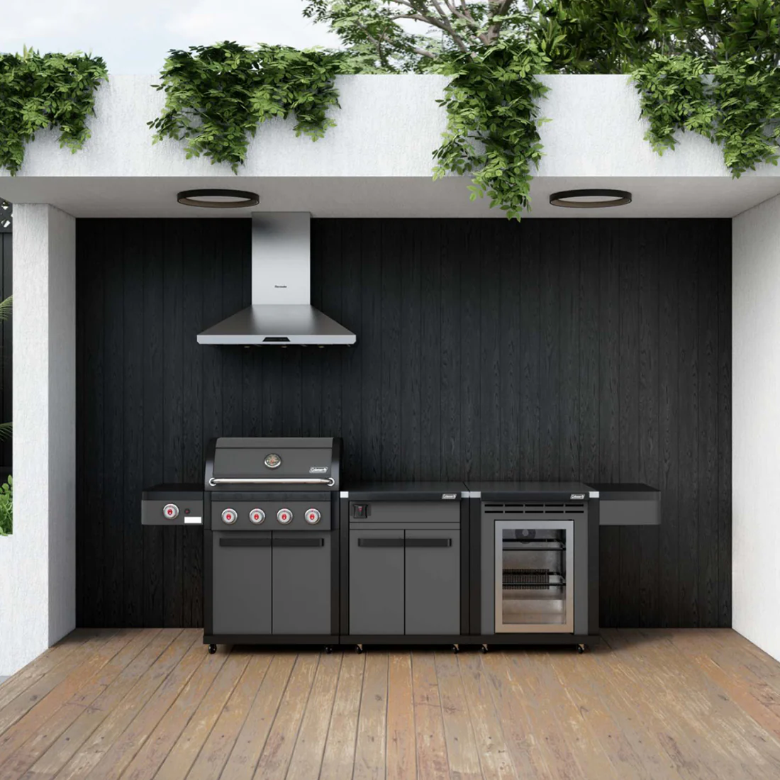 Coleman Revolution Dual Fuel with Bench and Fridge Module - Matte Black - Image 4