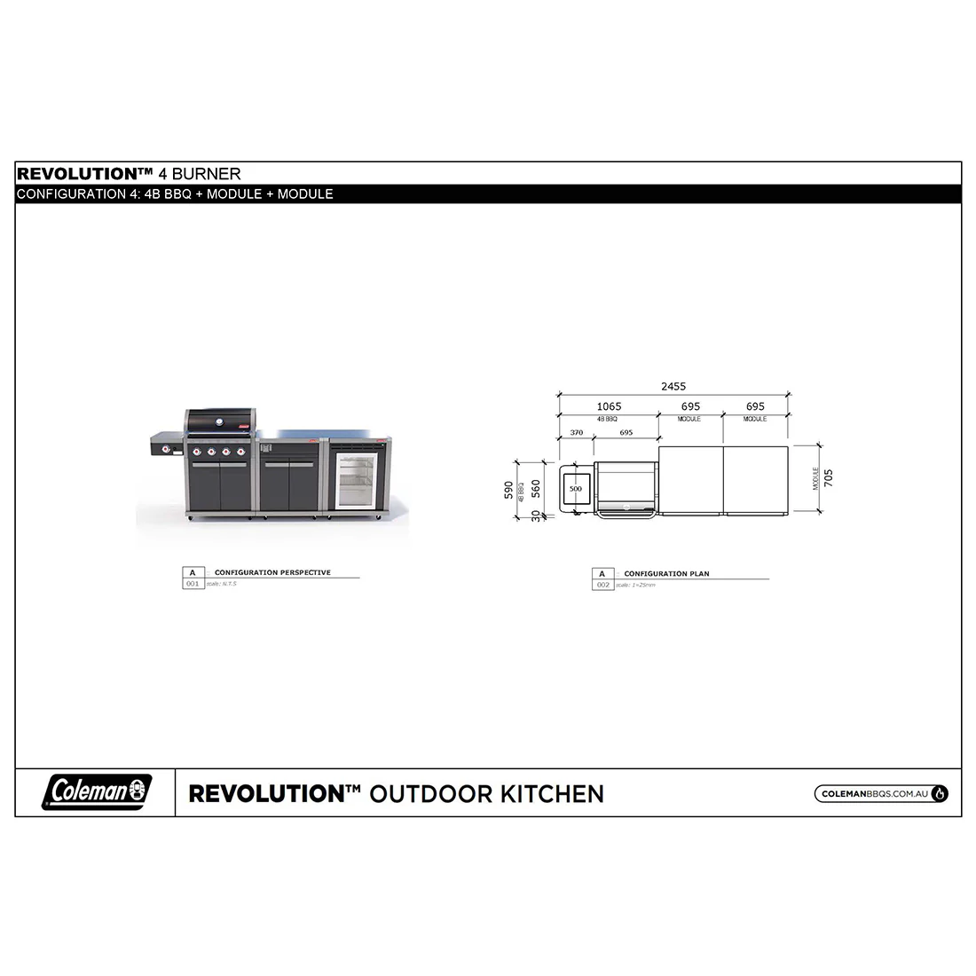 Coleman Revolution Dual Fuel with Bench and Fridge Module - Matte Black - Image 5