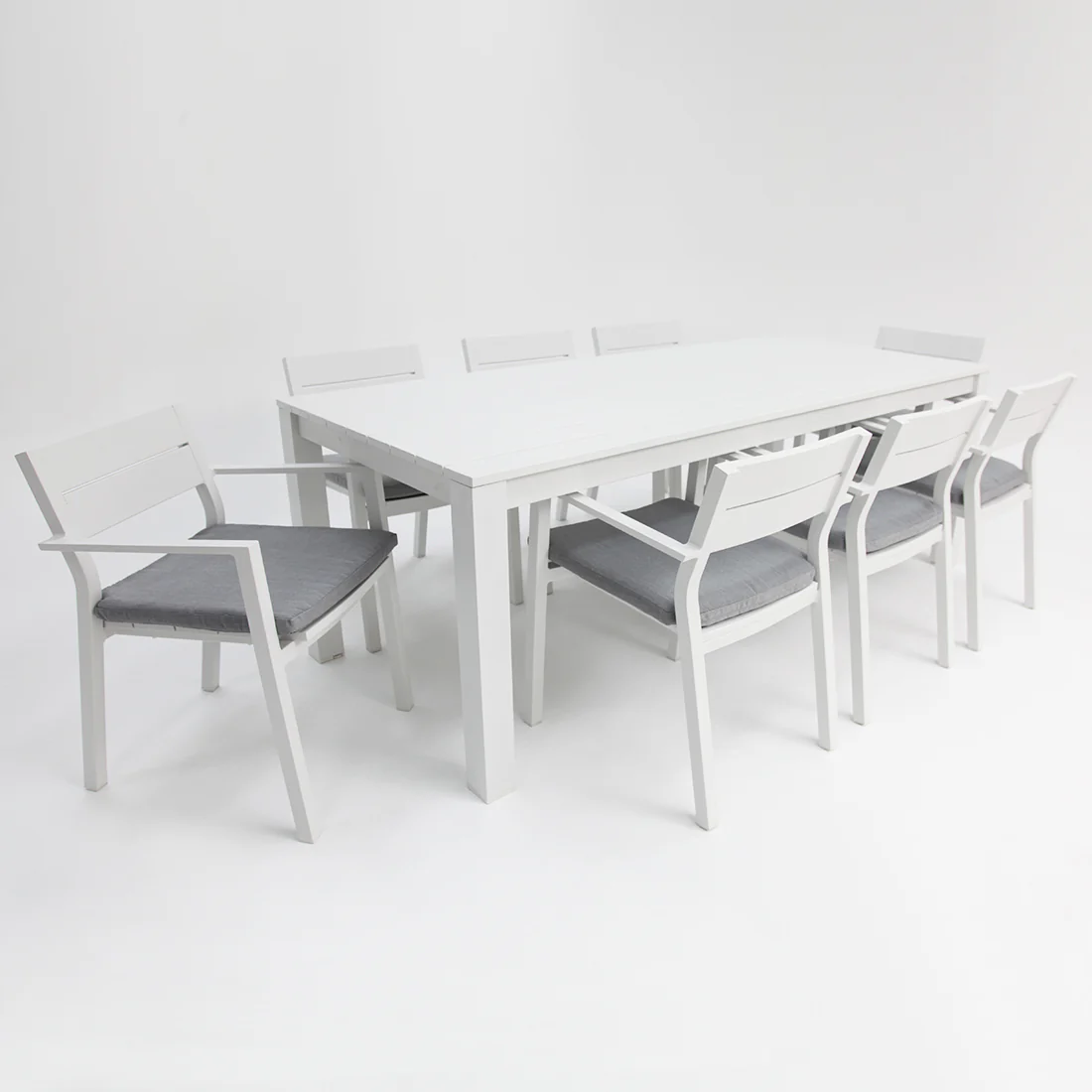Dallas 9pc Aluminium Dining Setting - White