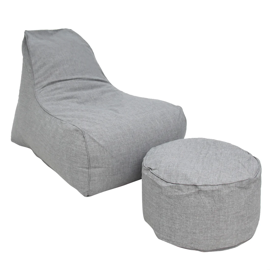 Deluxe Lounger and Round Pouf Light Grey - Image 2