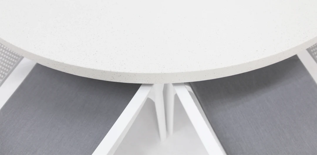 Drift Bailey Armchair Round 7pc Terrazzo Dining Setting - Image 4