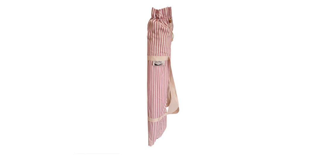 Dusty Pink and White Stripe Beach Umbrella - Image 4