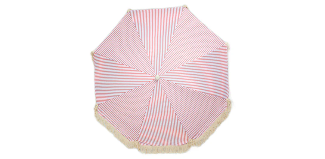 Dusty Pink and White Stripe Beach Umbrella - Image 5