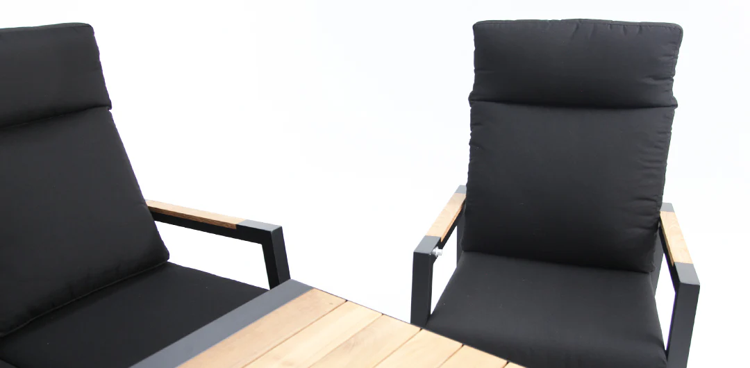 Esperance 4pc Lounge Setting with Sunbrella Fabric and Teak - Black - Image 8