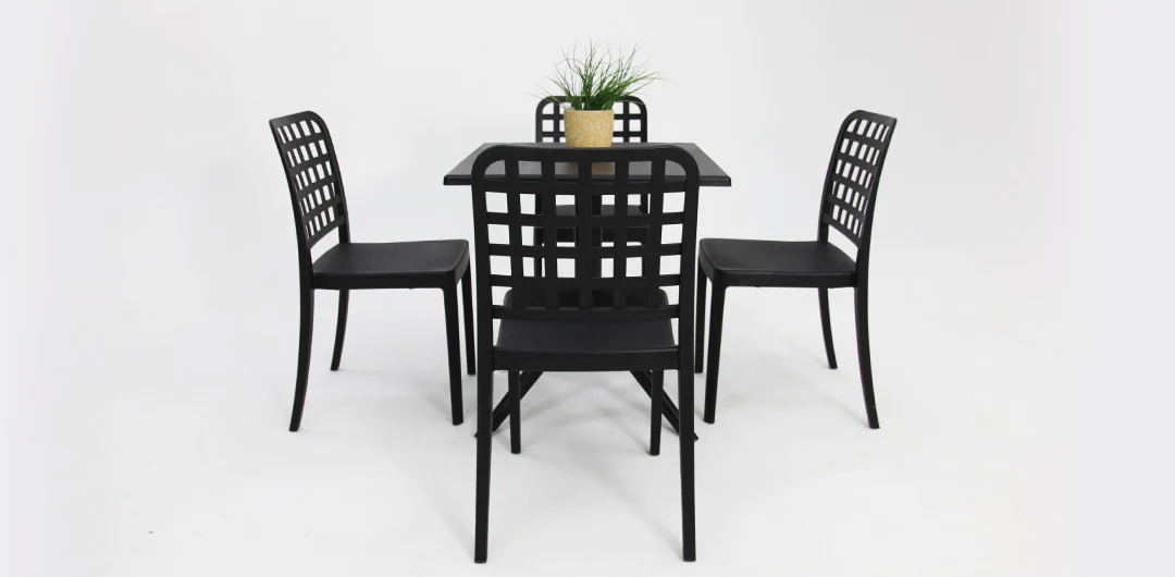 Frankie 5pc Dining Setting - Black - Image 4