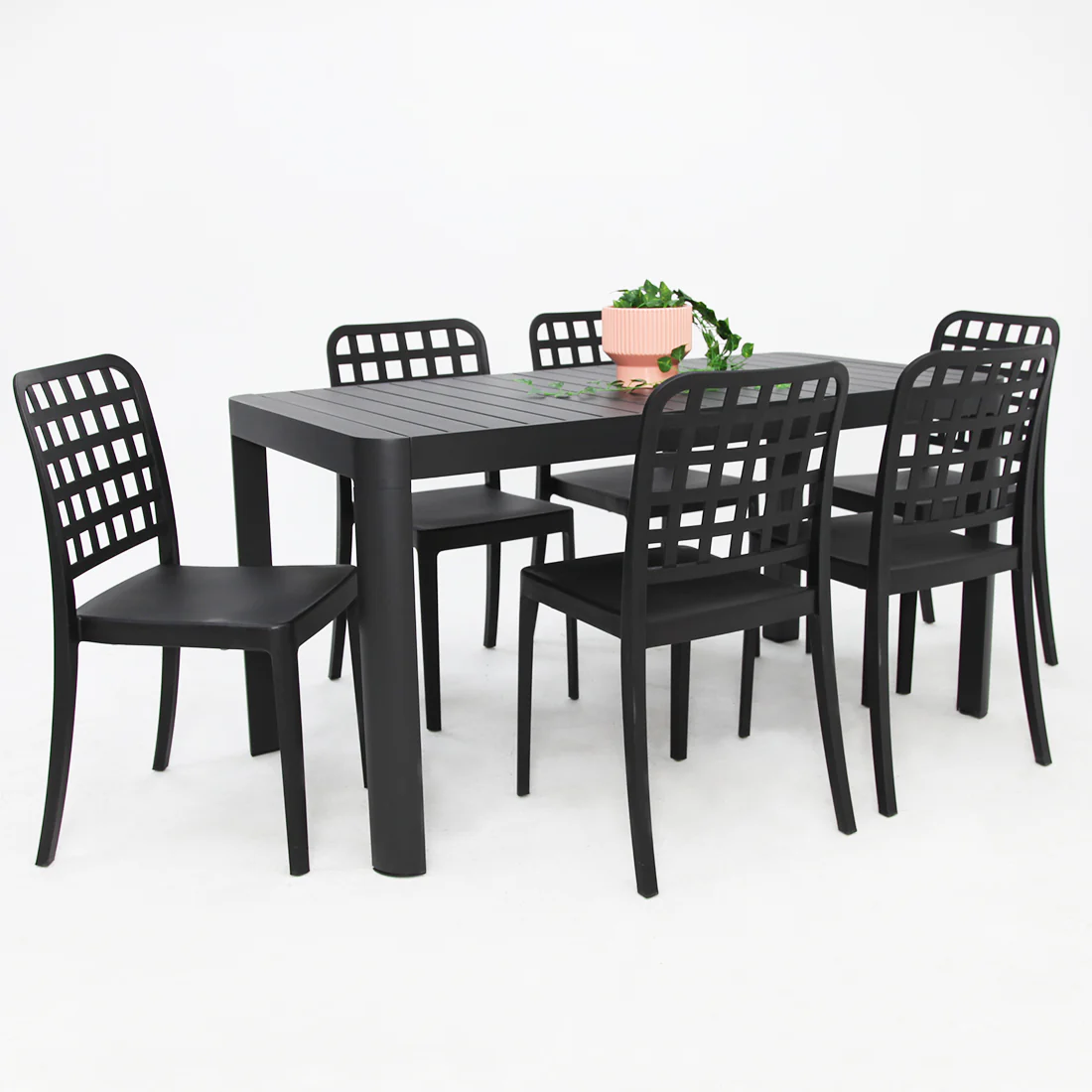 Frankie Azura 7pc Dining Set Armless - Black