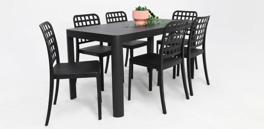 Frankie Azura 7pc Dining Set Armless - Black - Image 3