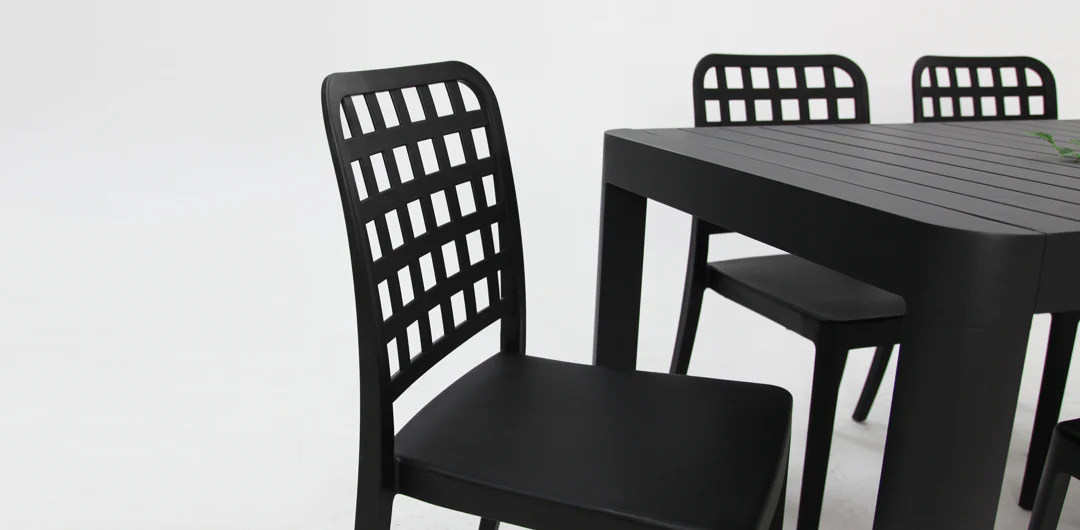 Frankie Azura 7pc Dining Set Armless - Black - Image 4