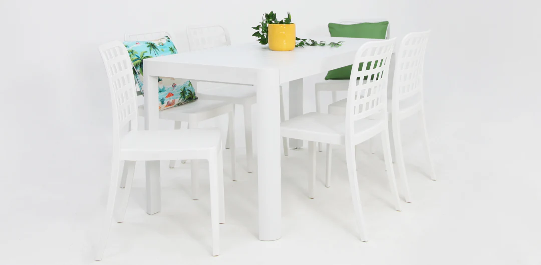 Frankie Azura 7pc Dining Set Armless - White - Image 3