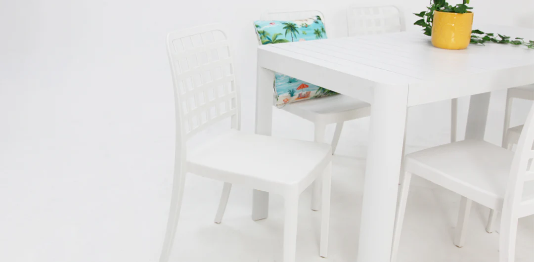 Frankie Azura 7pc Dining Set Armless - White - Image 5
