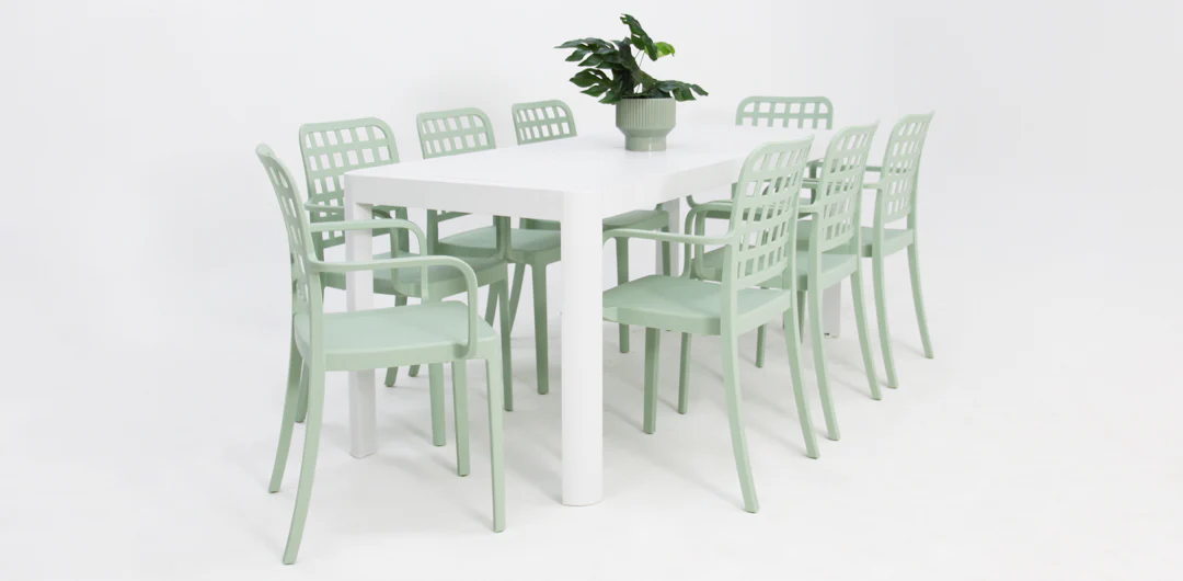 Frankie Azura 9pc Dining Set Armchair - Green - Image 3