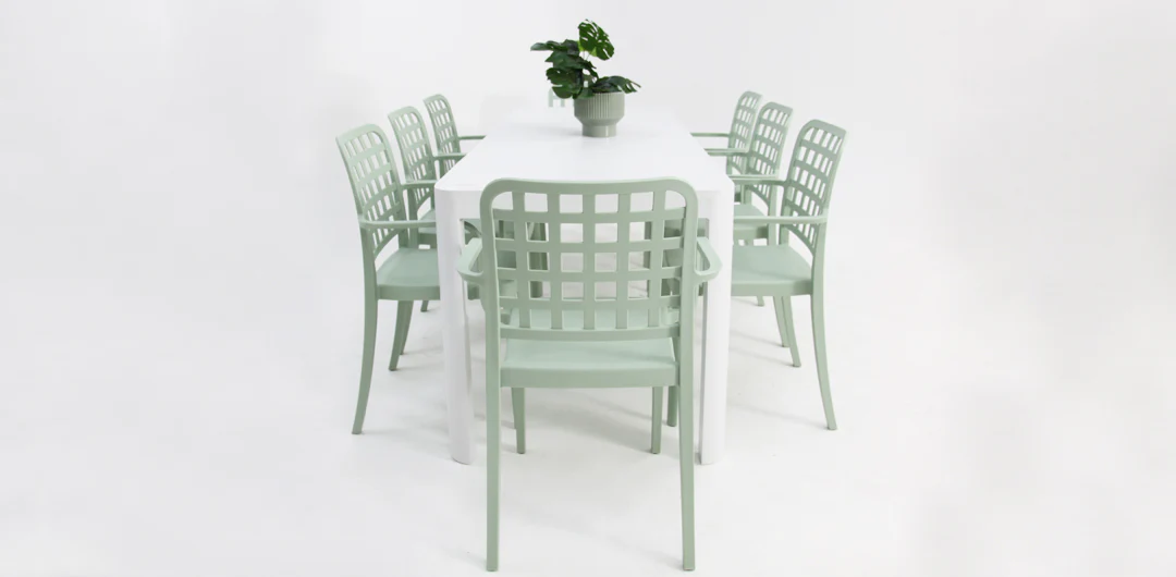 Frankie Azura 9pc Dining Set Armchair - Green - Image 4
