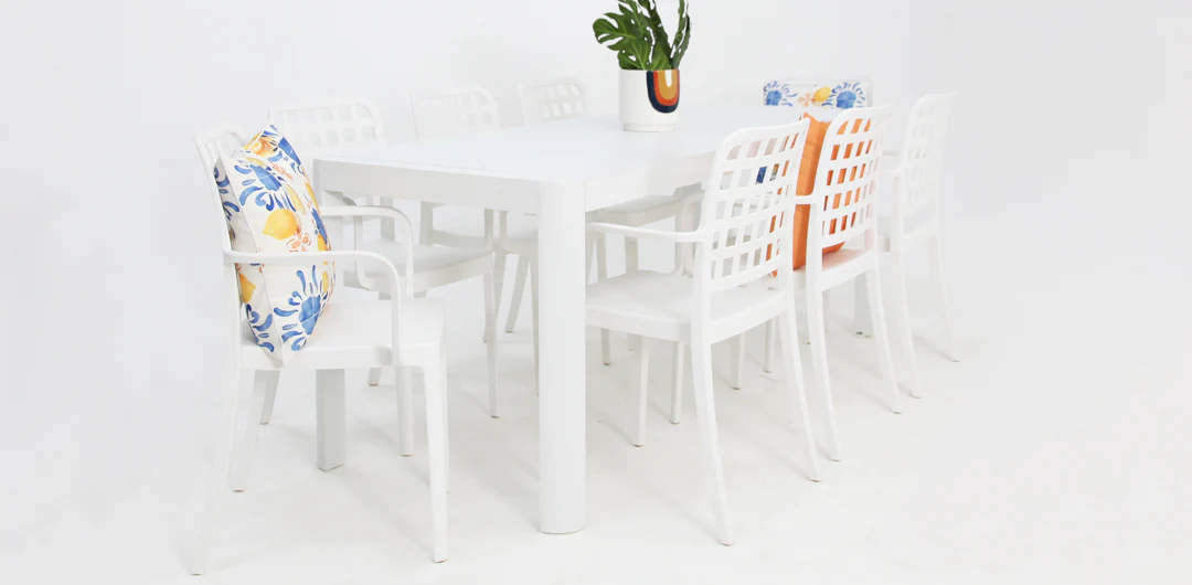 Frankie Azura 9pc Dining Set Armchair - White - Image 3