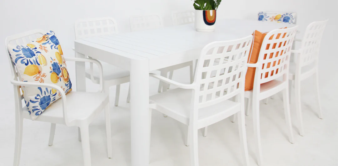 Frankie Azura 9pc Dining Set Armchair - White - Image 4
