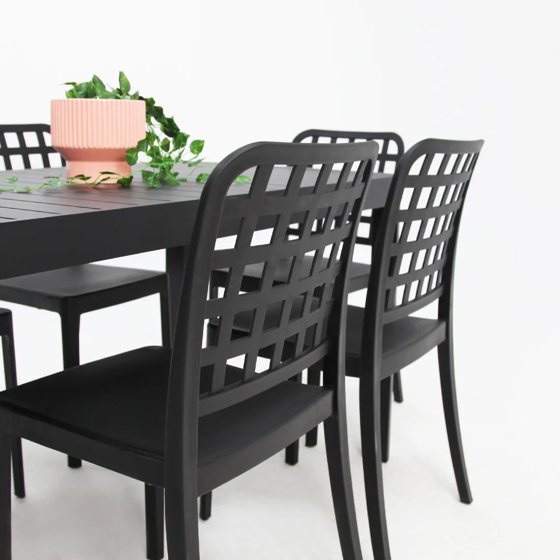 Frankie Azura 9pc Dining Set ARMLESS - Black - Image 2