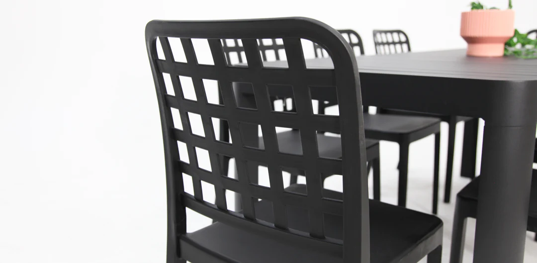Frankie Azura 9pc Dining Set ARMLESS - Black - Image 4
