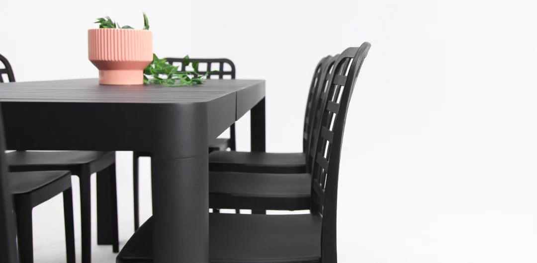 Frankie Azura 9pc Dining Set ARMLESS - Black - Image 5