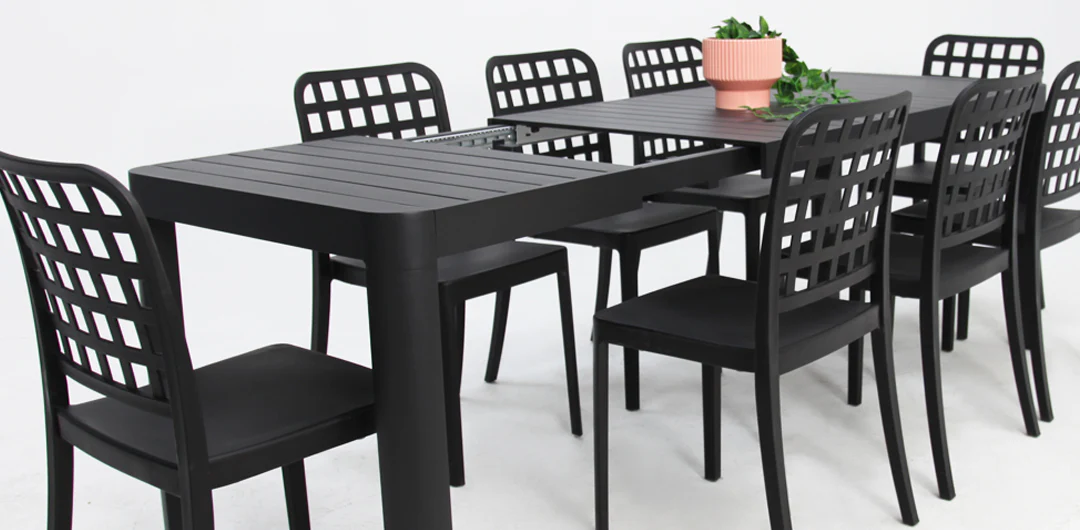 Frankie Azura 9pc Dining Set ARMLESS - Black - Image 8