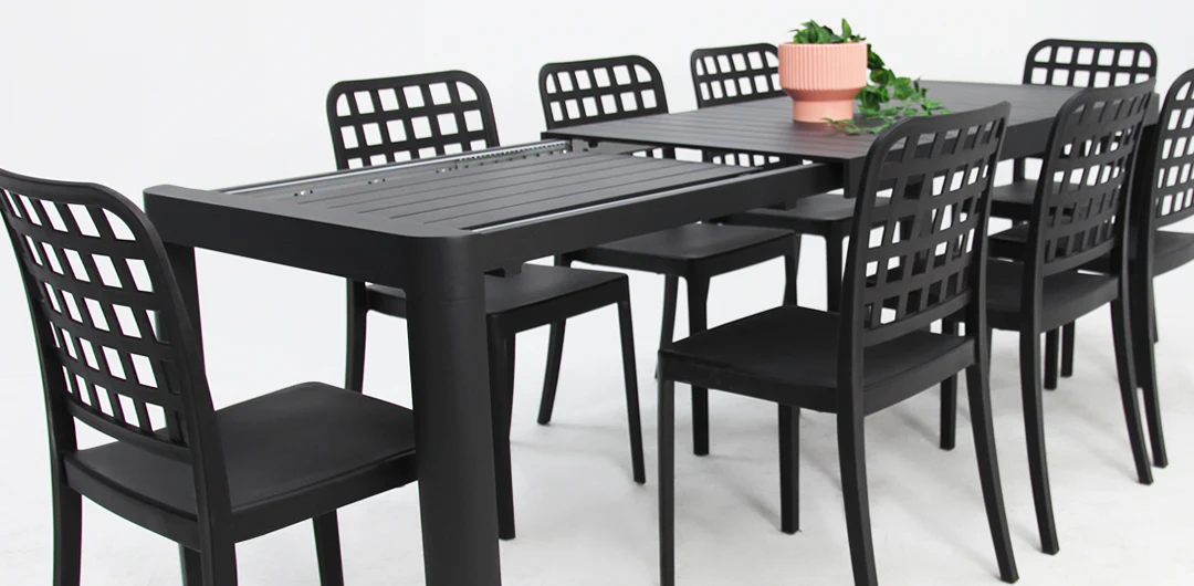 Frankie Azura 9pc Dining Set ARMLESS - Black - Image 9