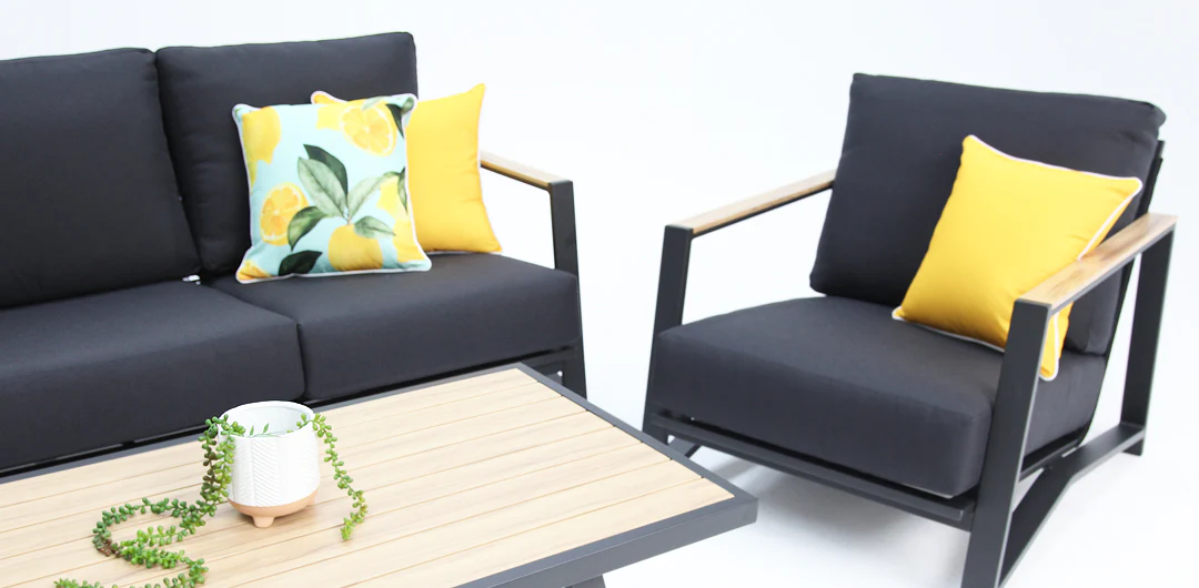 Milton 4pc Aluminium Lounge Setting - Black - Image 5