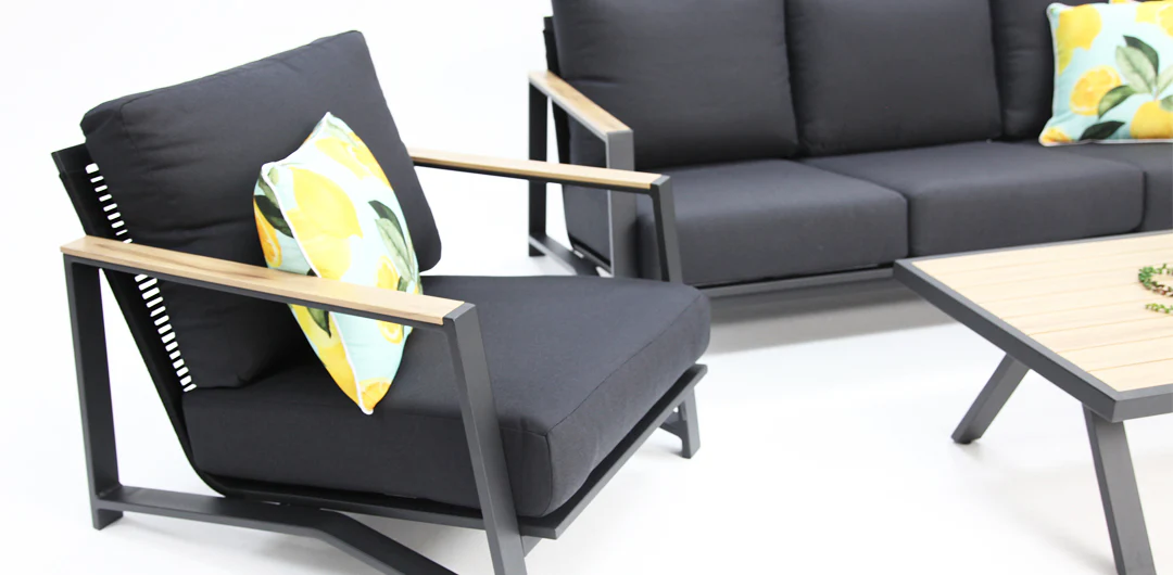 Milton 4pc Aluminium Lounge Setting - Black - Image 7