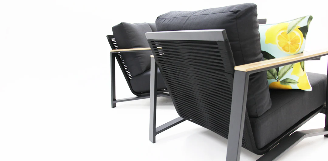 Milton 4pc Aluminium Lounge Setting - Black - Image 9