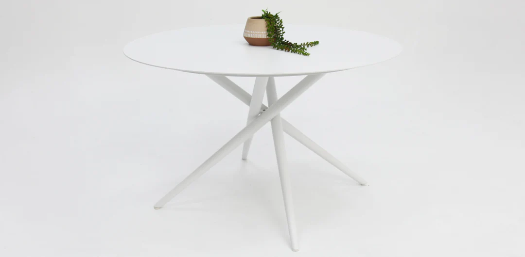 Persia Bailey Armchair Round 7pc Dining Setting - White - Image 7