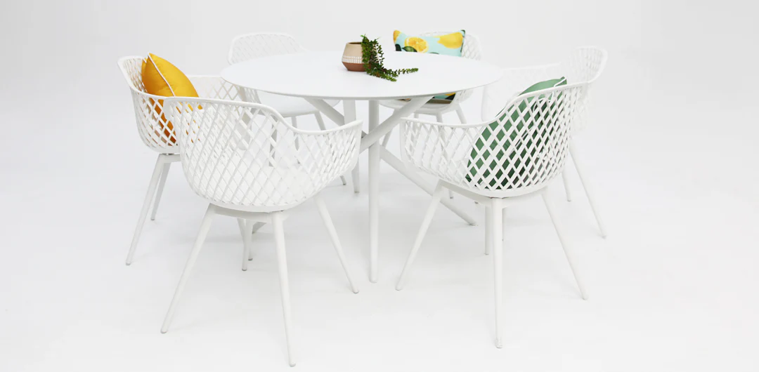 Persia Java Round 7pc Dining Setting - White - Image 3