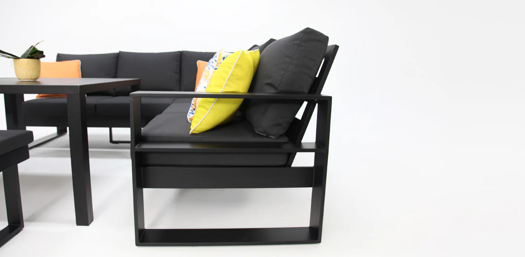 Hayman Corner Lounge Setting with Footstools - Black - Image 11