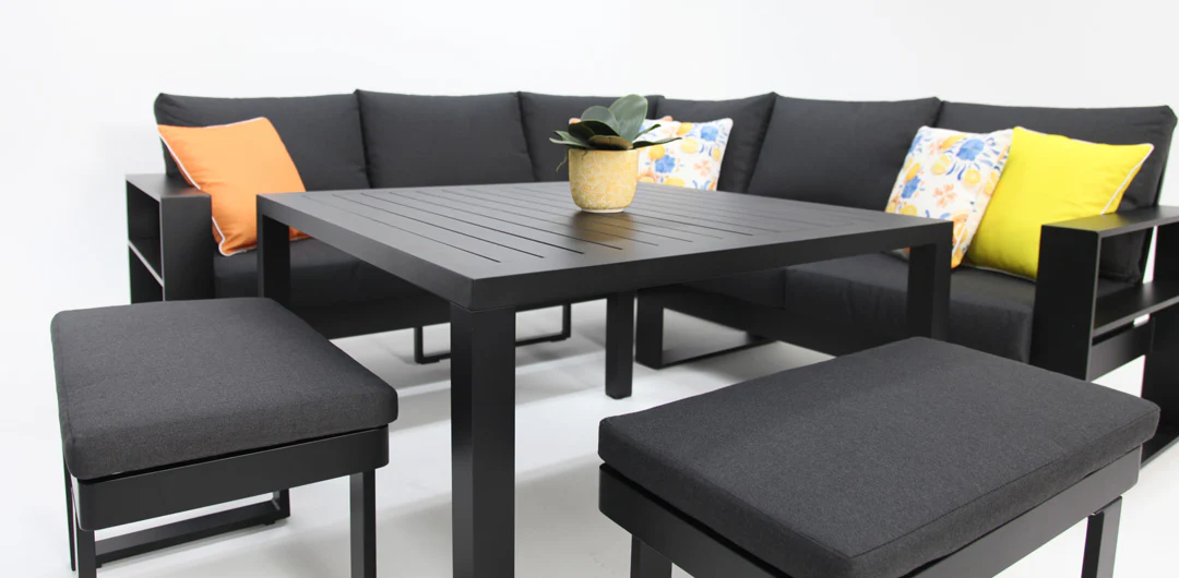 Hayman Corner Lounge Setting with Footstools - Black - Image 5