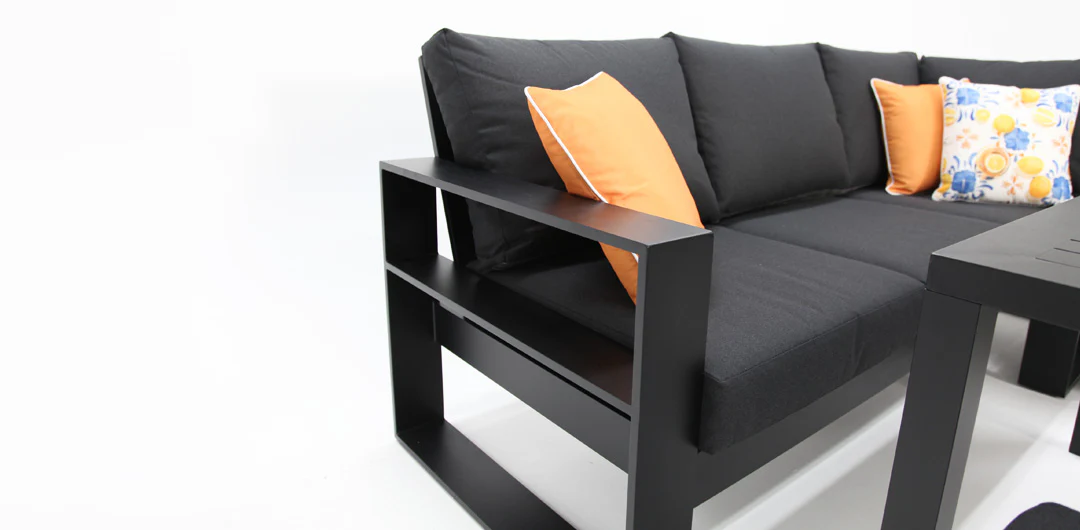 Hayman Corner Lounge Setting with Footstools - Black - Image 8