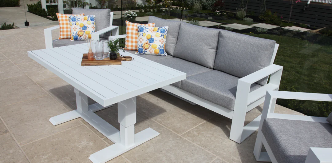 Hayman 311 Lounge Setting with Holste Adjustable Table - White - Image 9
