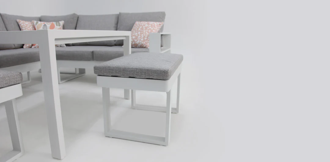 Hayman Corner Lounge Setting with Footstools - White - Image 3
