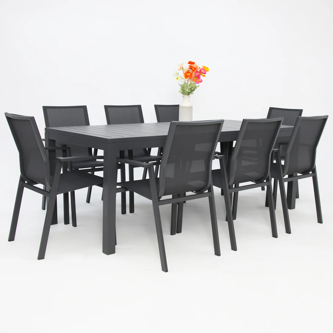 Queensville 9pc Deluxe Dining Setting - Gunmetal - Image 4