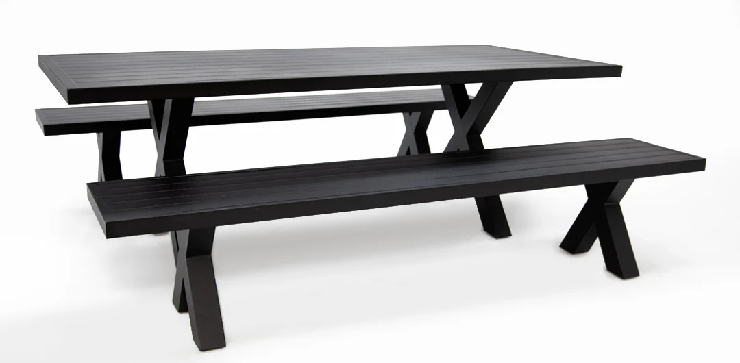 Ravenne 3pc Table and Bench Dining Setting - Black - Image 3