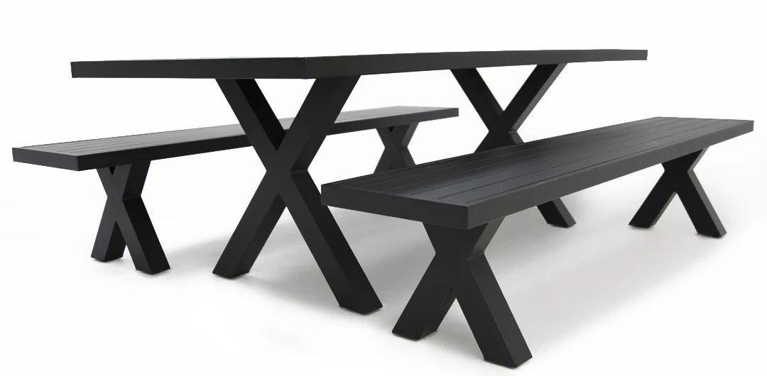 Ravenne 3pc Table and Bench Dining Setting - Black - Image 4