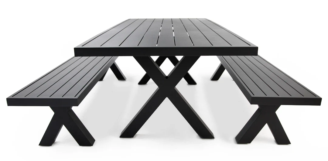Ravenne 3pc Table and Bench Dining Setting - Black - Image 6