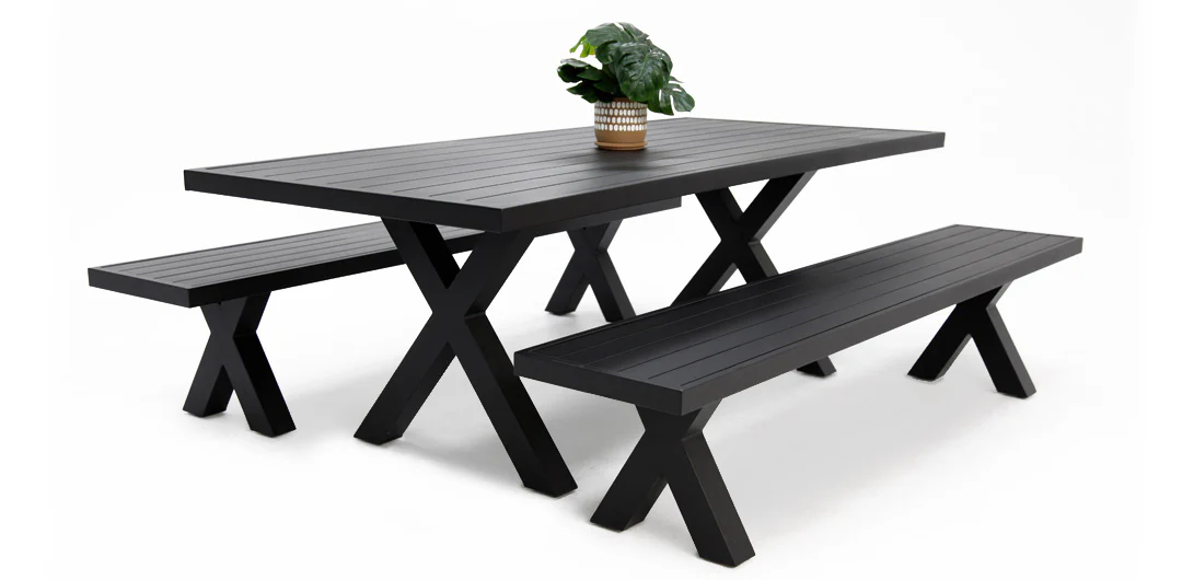 Ravenne 3pc Table and Bench Dining Setting - Black - Image 7