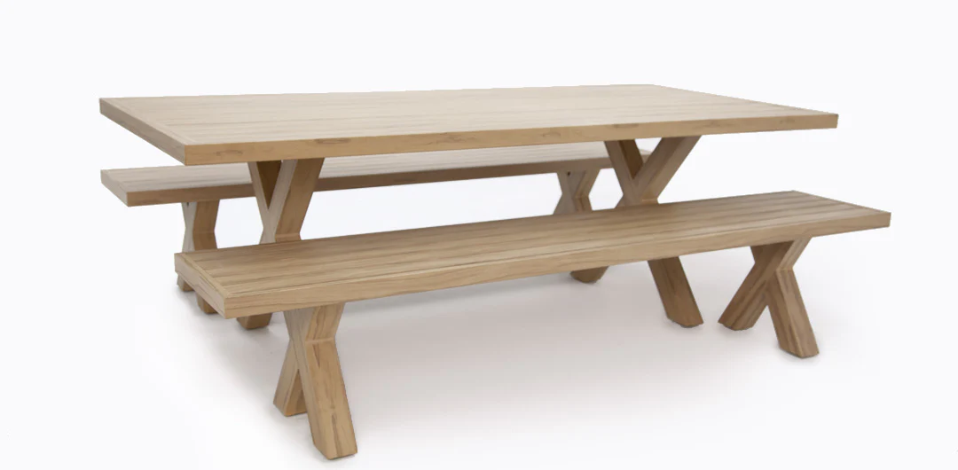 Ravenne 3pc Table and Bench Dining Setting - Timber Look - Image 10